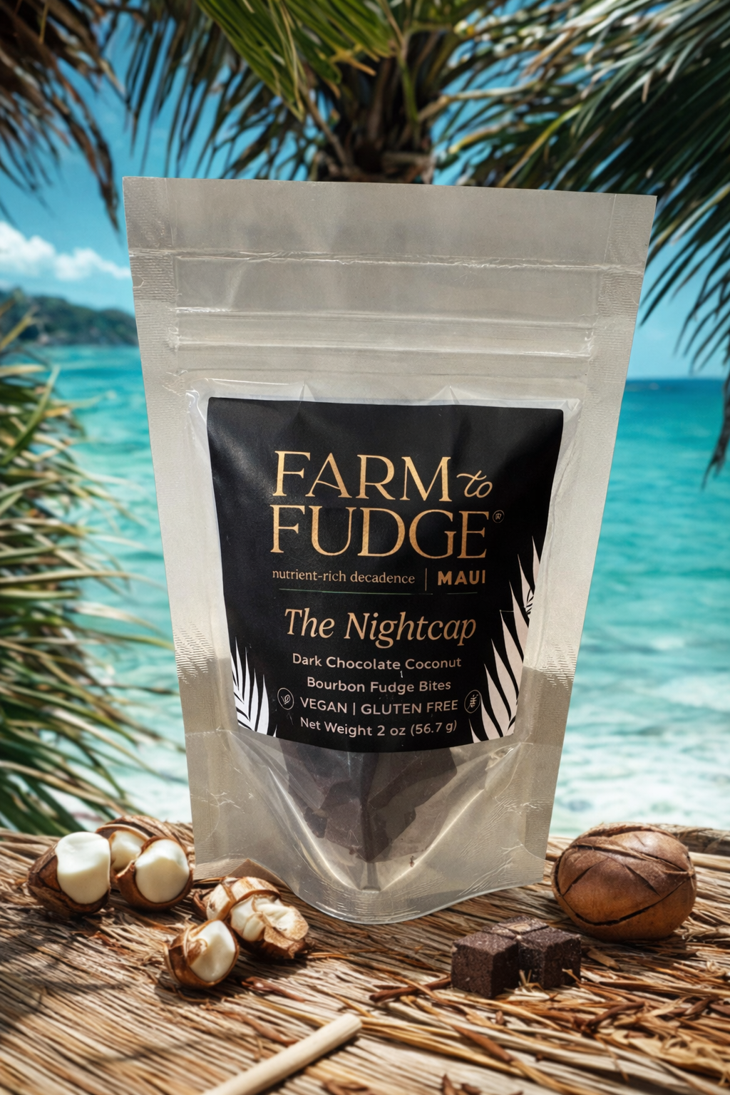 The Nightcap Vegan Bourbon Fudge Bites (Pouch) - Farm to Fudge Maui