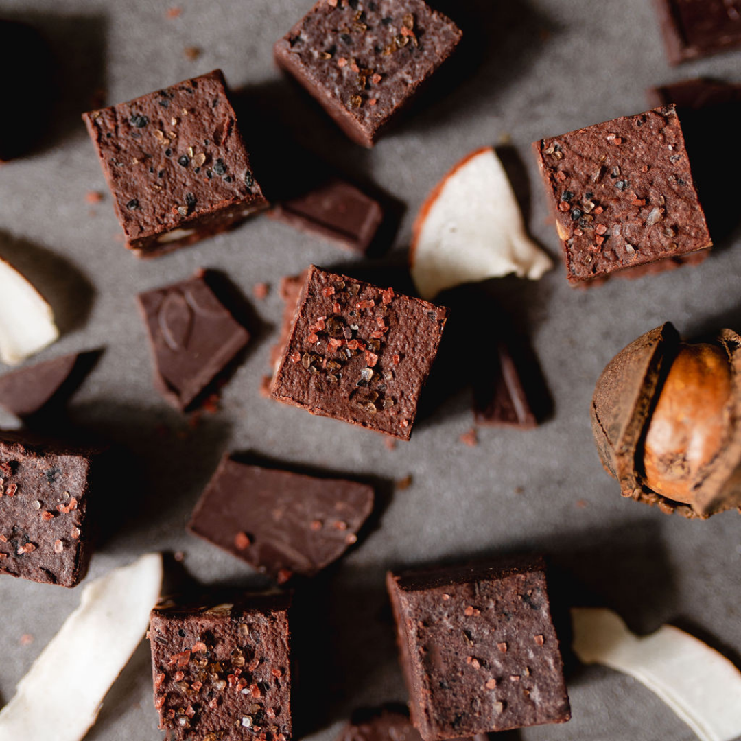 Mint Dark Chocolate Coconut Fudge w/ Macadamia Nuts (4-piece box) (seasonal)