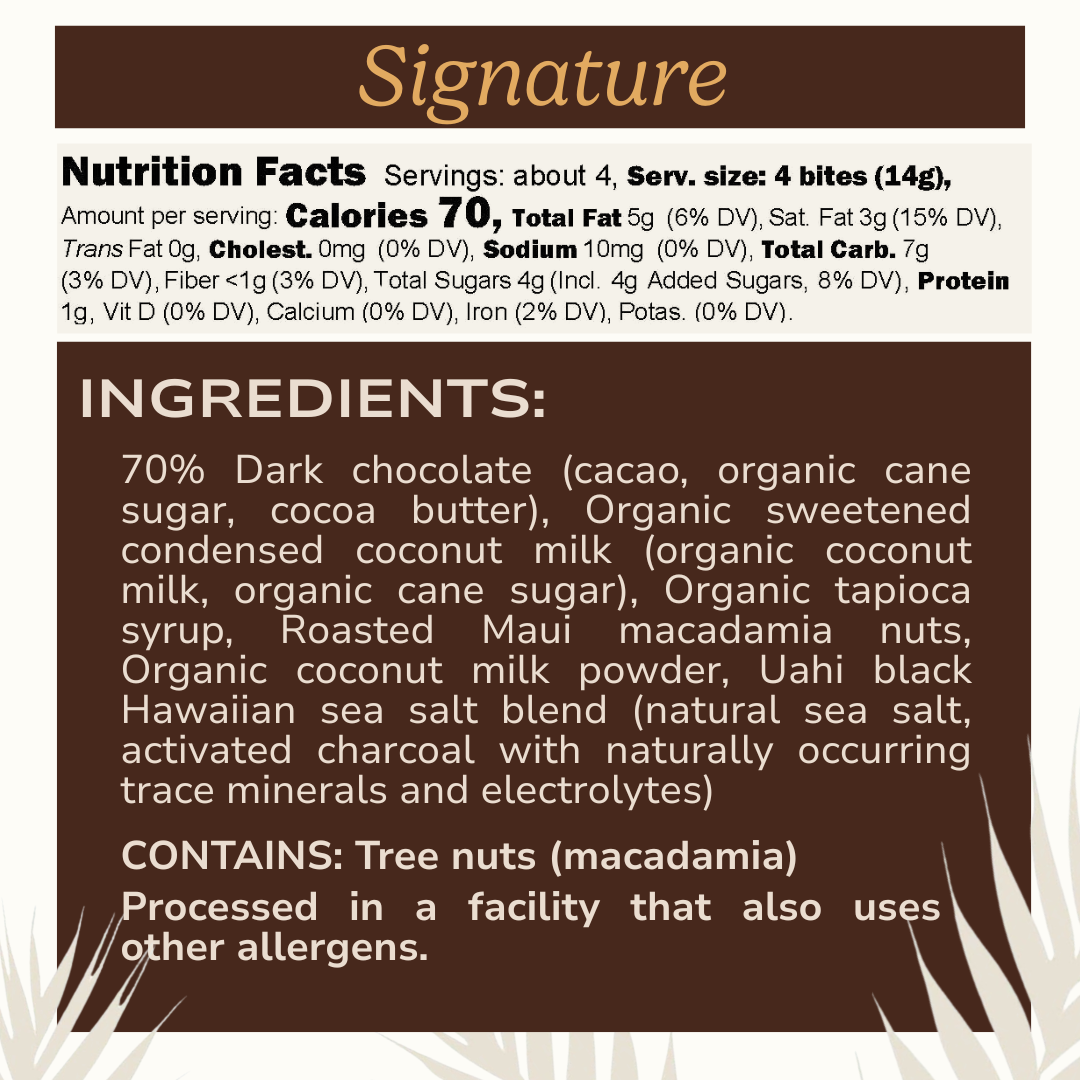 Signature Dark Chocolate w/ Macadamia Nuts (4-piece box)