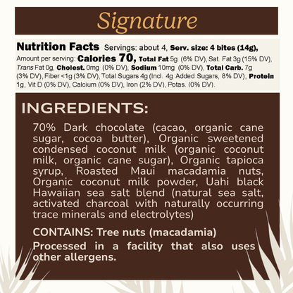 Signature Dark Chocolate w/ Macadamia Nuts (4-piece box)