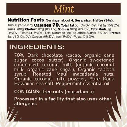 Mint Dark Chocolate Coconut Fudge w/ Macadamia Nuts (4-piece box) (seasonal)