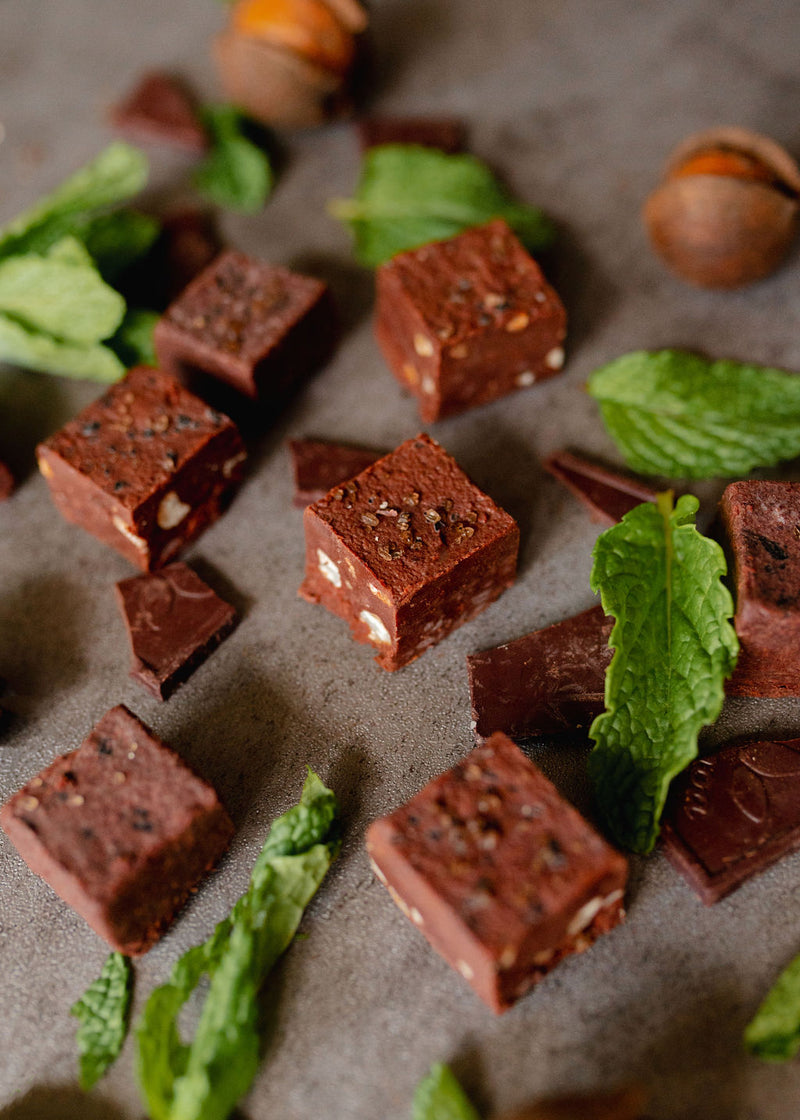 POS Mint Dark Chocolate Coconut Fudge w/ Macadamia Nuts (seasonal)