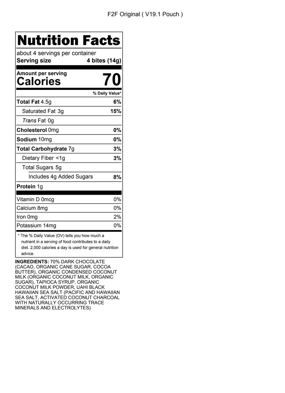 Nutrition facts label for a product on a white background