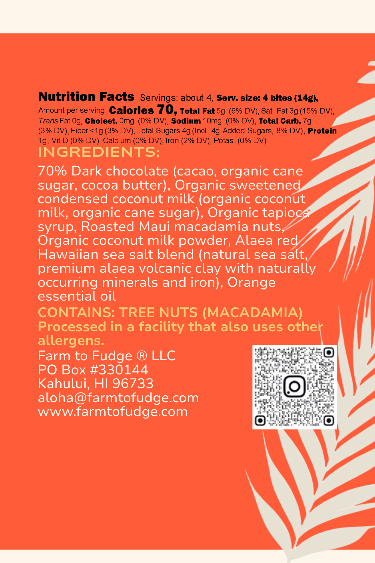 Sunset Fudge Bite nutritional information 