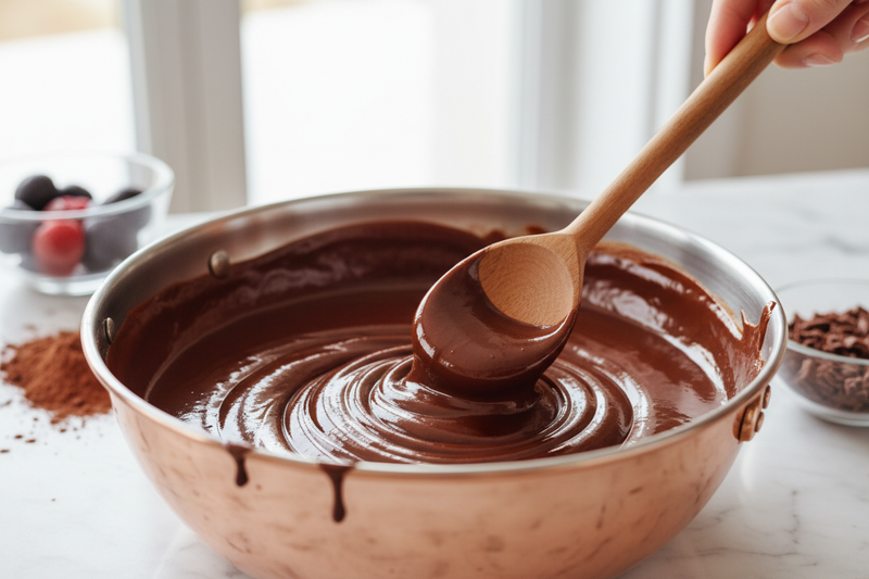 does need to be pouring maybe chocolate being stirred